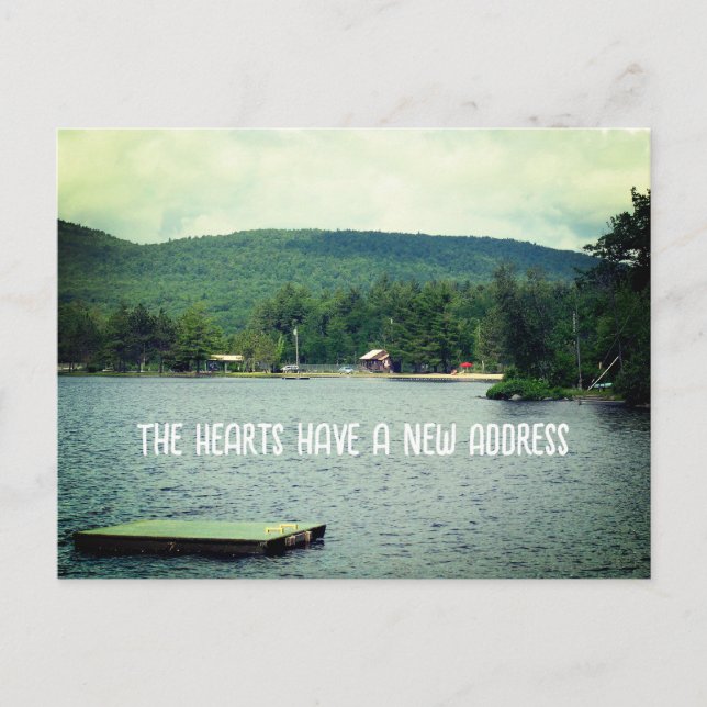 Cartão Postal De Anúncio Novo Endereço do Modo de Exibição do Lago (Frente)