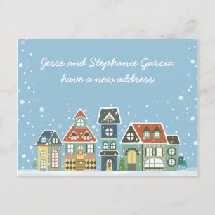 Cartão Postal De Anúncio Novo Endereço Doméstico do Inverno que Mudamos