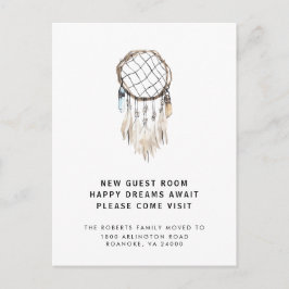 Cartão Postal De Anúncio Novo Endereço Dreamcatcher Cristais Penas Móveis