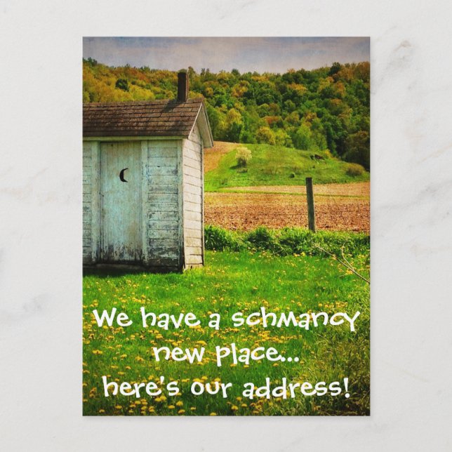 Cartão Postal De Anúncio Novo Endereço Engraçado Que Nos Mudamos (Frente)