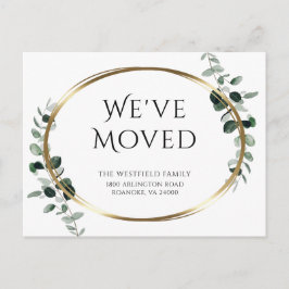 Cartão Postal De Anúncio Novo Endereço Eucalyptus Dourado Movimento Metálic