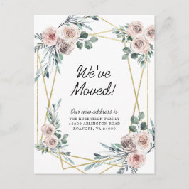 Cartão Postal De Anúncio Novo endereço Eucalyptus Floral Dusty Pink Movendo