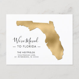 Cartão Postal De Anúncio Novo Endereço Gold Foil Flórida Map Moving