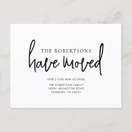 Cartão Postal De Anúncio Novo endereço: Movimentação minimalista da caligra