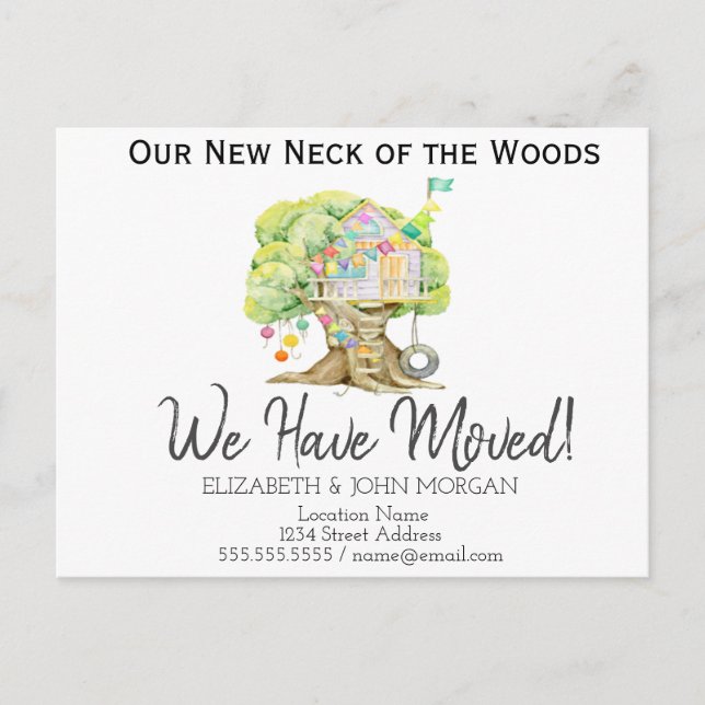 Cartão Postal De Anúncio Novo Endereço, Novo Lar, Casa Árvore (Frente)