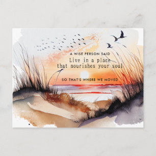 Cartão Postal De Anúncio Novo Endereço Praia Dunas de Areia em Movimento