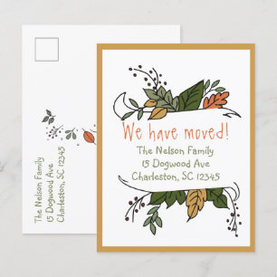 Cartão Postal De Anúncio Novo Endereço Russo do outono Whimsical