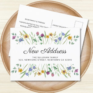 Cartão Postal De Anúncio Novo Endereço Wildflower Moving