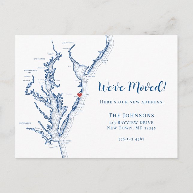 Cartão Postal De Anúncio Novo Mapa da Cidade do Oceano Doméstico em Movimen (Frente)