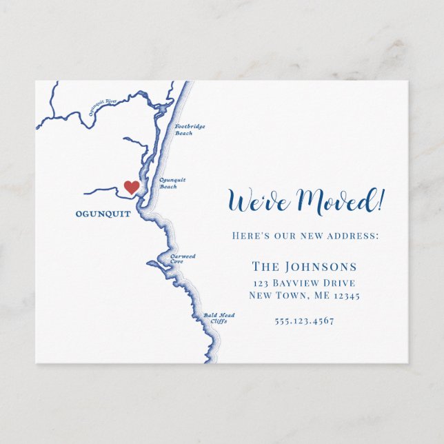 Cartão Postal De Anúncio Novo Mapa do Maine do Ogunsai do Lar em Movimento (Frente)