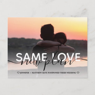 Cartão Postal De Anúncio Novo plano casamento da tipografia moderna muda da