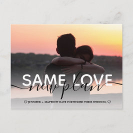 Cartão Postal De Anúncio Novo plano de tipografia moderna casamento mudar a