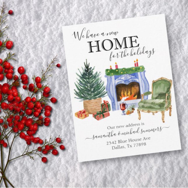 Cartão Postal De Anúncio Novos feriados domésticos Movendo a Aquarela do an (Criador carregado)