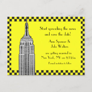 Cartão Postal De Anúncio NYC Skyline Etch ESB Checkrd Taxi Data de Salvamen