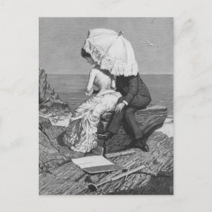 Cartão Postal De Anúncio O amor do vintage, romance, romântico, salvar a