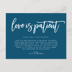 Cartão Postal De Anúncio O Amor é Paciente Atraso de Casamento