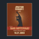 Cartão Postal De Anúncio O Bar do Rock Star Mitzvah salva a data em Brown<br><div class="desc">Todo Bar Mitzvah começa com um pouco de zumbido. Gere alguns dos seus com esta opção para guardar o cartão postal de data e certifique-se de que os seus amigos e familiares estarão na primeira linha. Isso salva o convite de data coloca sua estrela rock em destaque. O nome dele...</div>