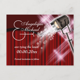 Cartão Postal De Anúncio O casamento de Hollywood "salve a data" vermelho p
