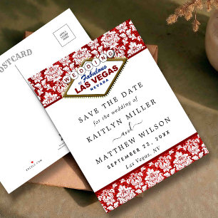 Cartão Postal De Anúncio O Casamento Do Glitter Damask Las Vegas Salve A Da
