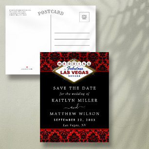Cartão Postal De Anúncio O Casamento Do Glitter Damask Las Vegas Salve A Da