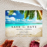 Cartão Postal De Anúncio O Casamento Do Orçamento Da Praia Tropical Salva A<br><div class="desc">Casamento de orçamento de praia tropical. Guarde os cartões postais para o casamento de praia. Adicione seus detalhes à parte frontal e traseira da placa usando o modelo.</div>