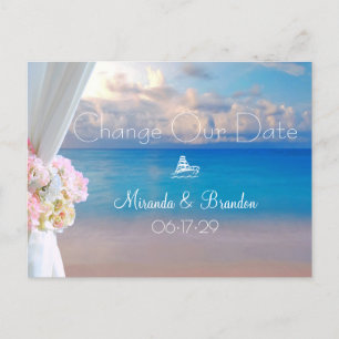 Cartão Postal De Anúncio O Elegante Floral Beach Summer Sunset muda a data