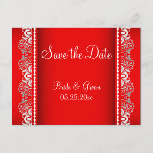 Cartão Postal De Anúncio O estilo vermelho e de prata elegante   do laço