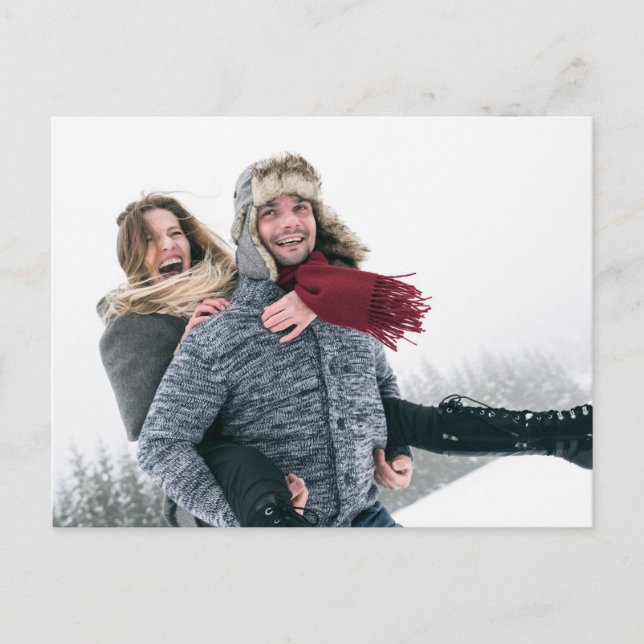 Cartão Postal De Anúncio O futuro Sr. e Sra. Winter Tree Snow Blue Watercol (Frente)