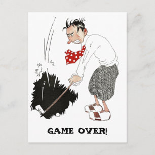 Cartão Postal De Anúncio O jogador de golfe do vintage que joga o golfe,