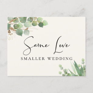 Cartão Postal De Anúncio O Mesmo Amor Casamento Menor Eucalipto Creme