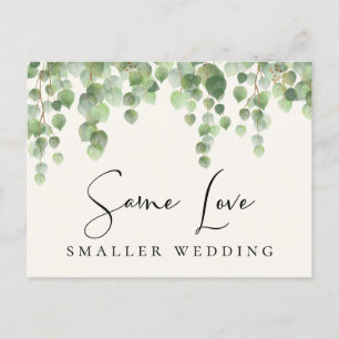 Cartão Postal De Anúncio O Mesmo Amor Casamento Menor Verde de Eucalipto