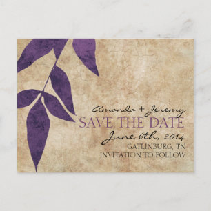 Cartão Postal De Anúncio O outono roxo deixa a vinheta salvar a data