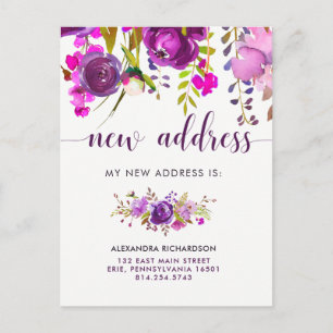 Cartão Postal De Anúncio O roxo bonito floresce o endereço novo de