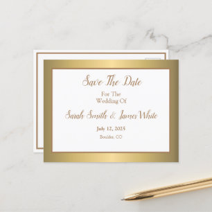 Cartão Postal De Anúncio O Simples Casamento Elegante Moderno Dourado Salva