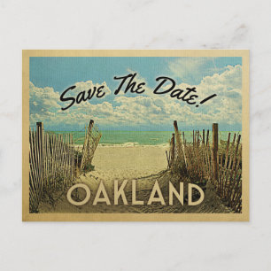 Cartão Postal De Anúncio Oakland Beach Vintage Guarda A Data