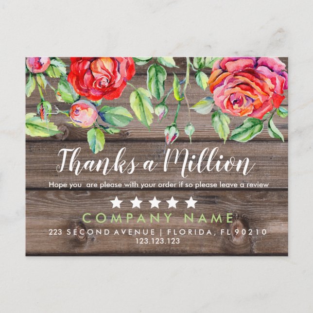 Cartão Postal De Anúncio Obrigado Cartão de Compras de Um Milhão Obrigado (Frente)