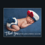 Cartão Postal De Anúncio Obrigado novo do bebê do roteiro moderno da escova<br><div class="desc">Obrigado novo do bebê do roteiro branco moderno da escova você cartão</div>