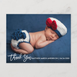 Cartão Postal De Anúncio Obrigado novo do bebê do roteiro moderno da escova