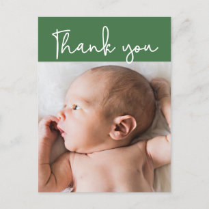 Cartão Postal De Anúncio Obrigado Personalizado Moderno Verde Bebê Menino