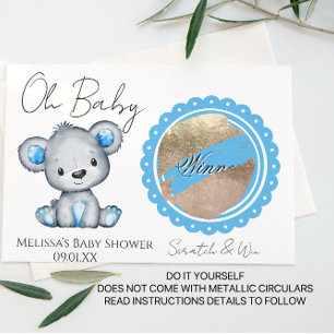 Cartão Postal De Anúncio Oh Urso Bebê Menino Chã de Bebê DIY Cartão de Risc