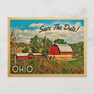 Cartão Postal De Anúncio Ohio Salve A Data Da Fazenda Da Barragem Russa