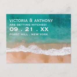 Cartão Postal De Anúncio Onda do Oceano, Salve o Dia do Casamento na Praia