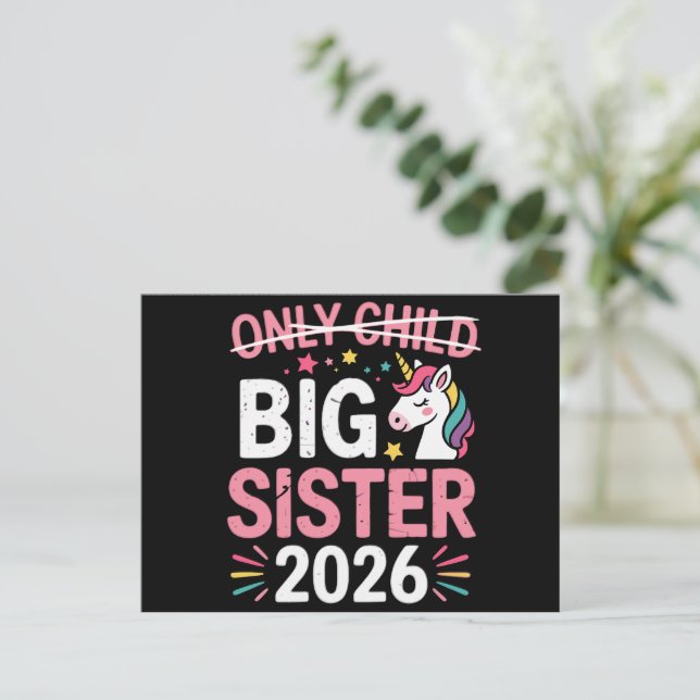 Cartão Postal De Anúncio Only Child Crossed Out Big Sister 2026 Pregnancy  (Em pé/Frente)