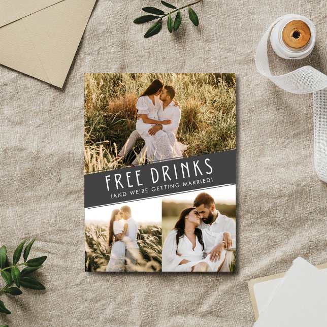 Cartão Postal De Anúncio Open Bar Photo Affordable Wedding Save the Date  (Open Bar Photo Affordable Wedding Save the Date)