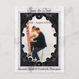 Cartão Postal De Anúncio Opulento Mármore Branco & Preto + Esferas