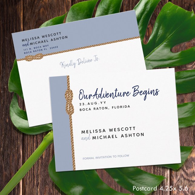 Cartão Postal De Anúncio Orçamento ⚓️ Aventura Começa Náutico Salvar Data (Budget ⚓️ Adventure Begins Nautical Save The Date Announcement Postcard
)