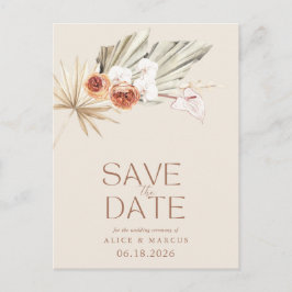 Cartão Postal De Anúncio Orçamento Boho Floral Casamento Salve A Data