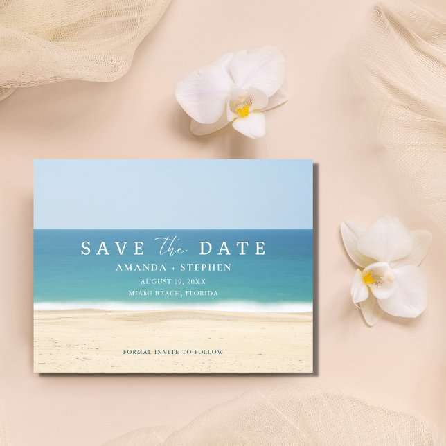 Cartão Postal De Anúncio Orçamento de Casamento de Destino de Praia Salvar  (Beach Destination Wedding Budget Save The Date)
