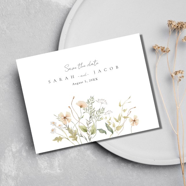 Cartão Postal De Anúncio Orçamento de Casamento de Flores Selvagens Salvar  (Wildflower Wedding Budget Save The Date Postcard)