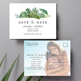 Cartão Postal De Anúncio Orçamento de Casamento de Praia da Folha Tropical